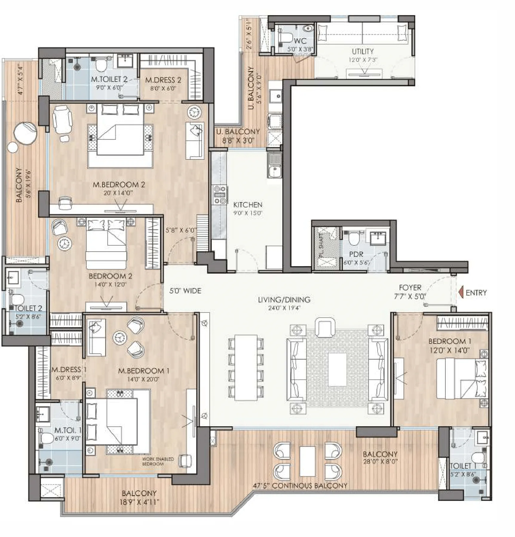 Floor Plan 4 BHK