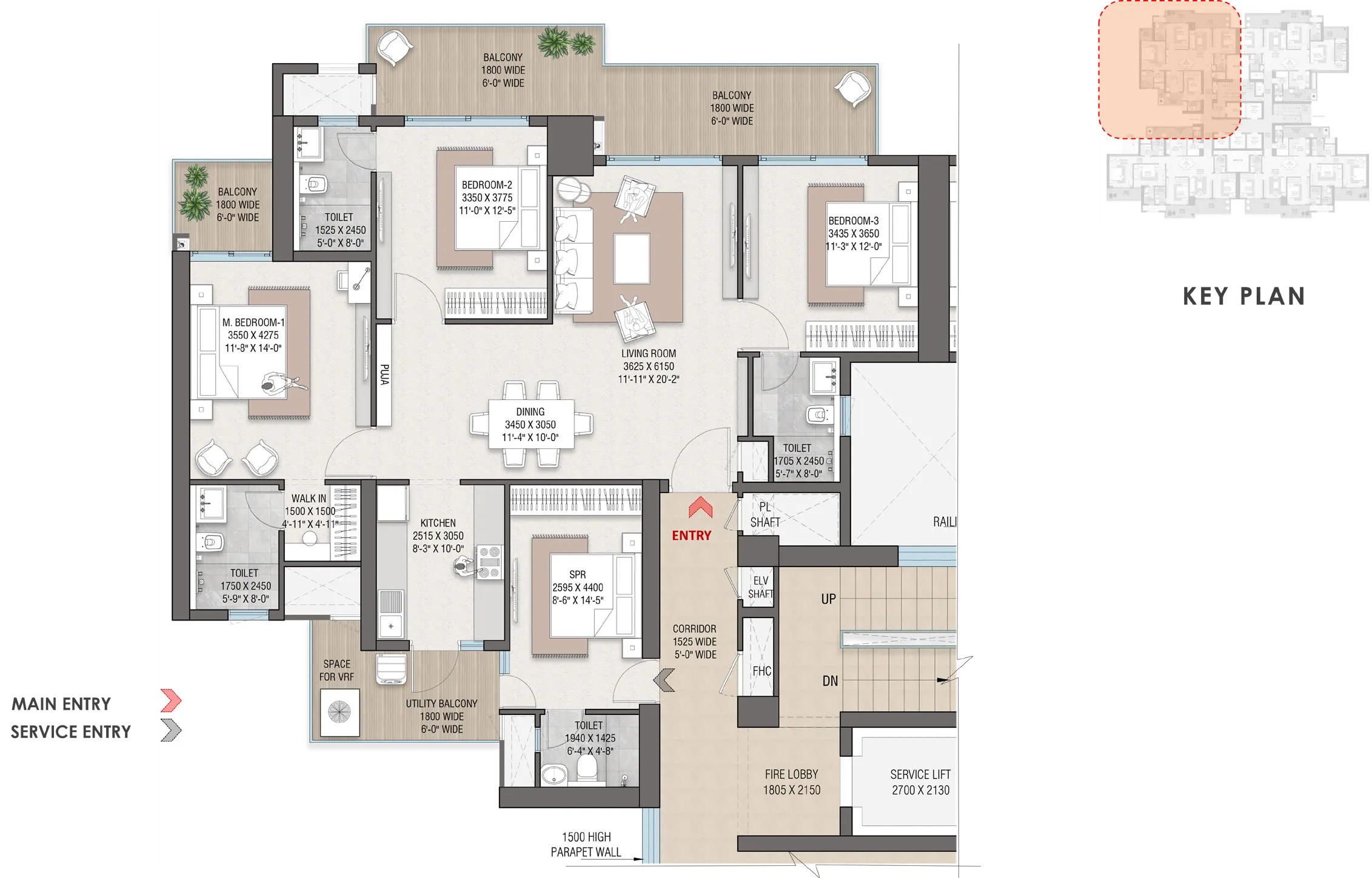 Floor Plan 3 BHK
