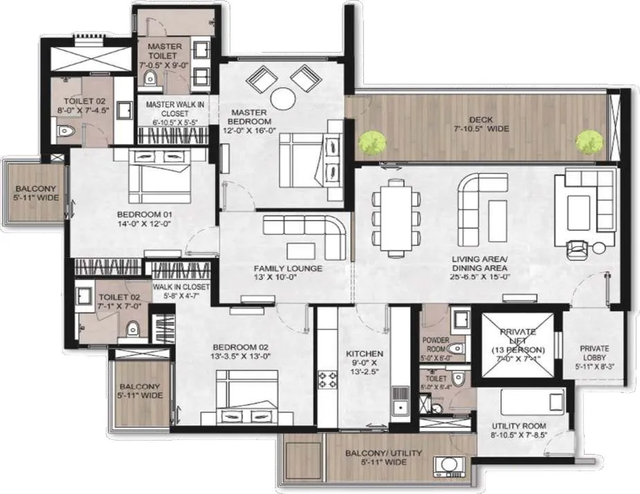 Floor Plan 3 BHK