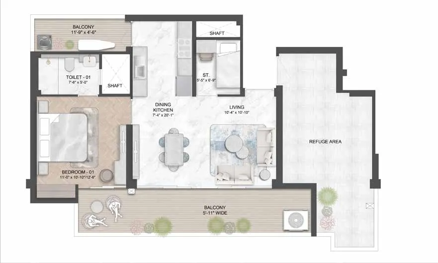 Floor Plan 1.5 BHK
