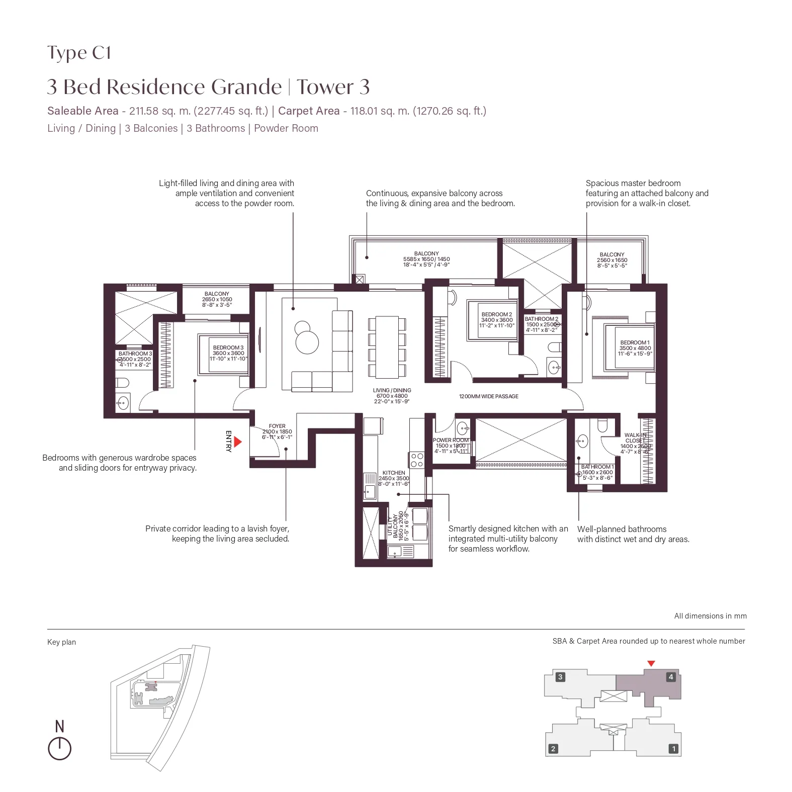 Floor Plan 3 BHK