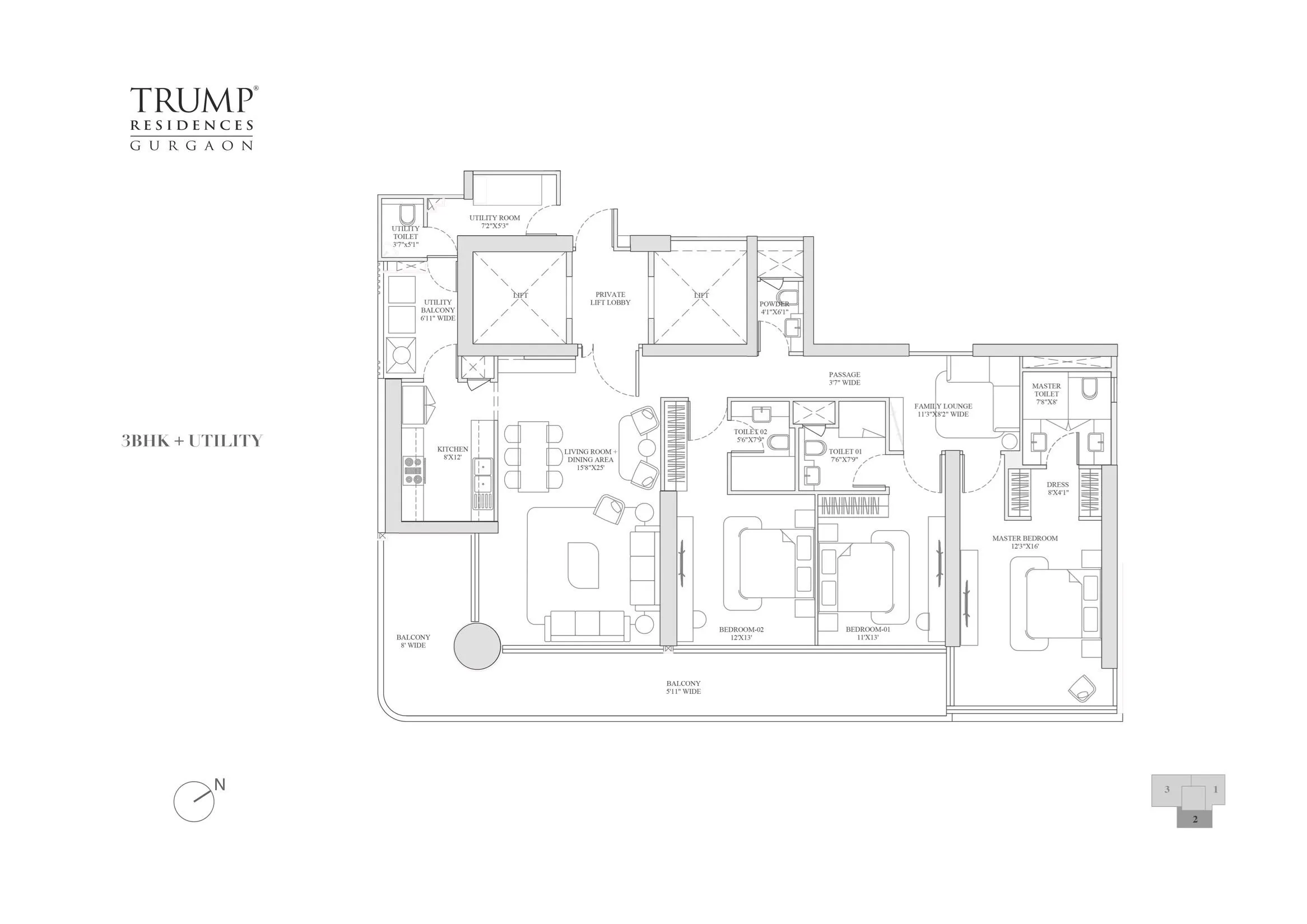 Floor Plan 3 BHK
