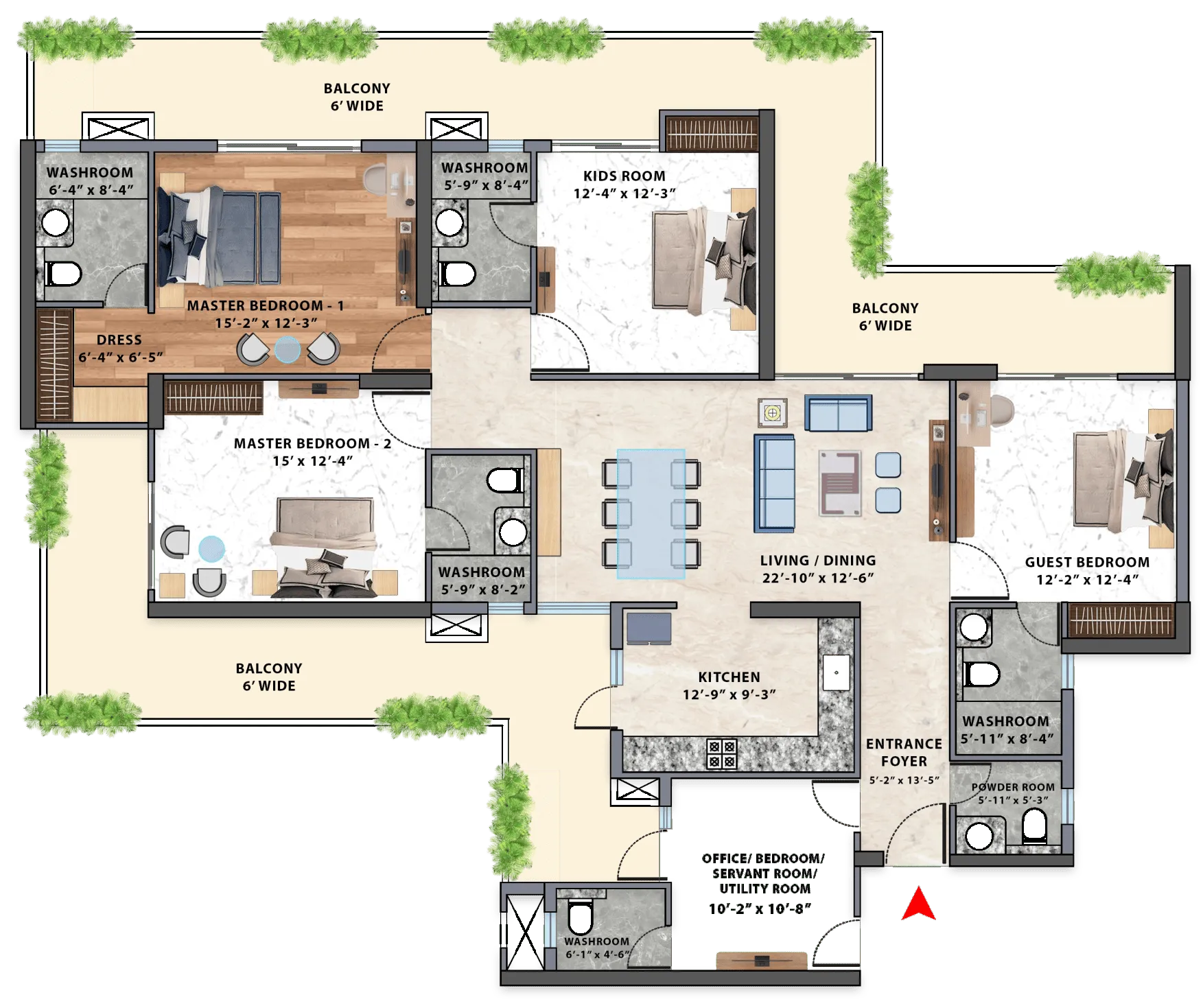 Floor Plan 4 BHK