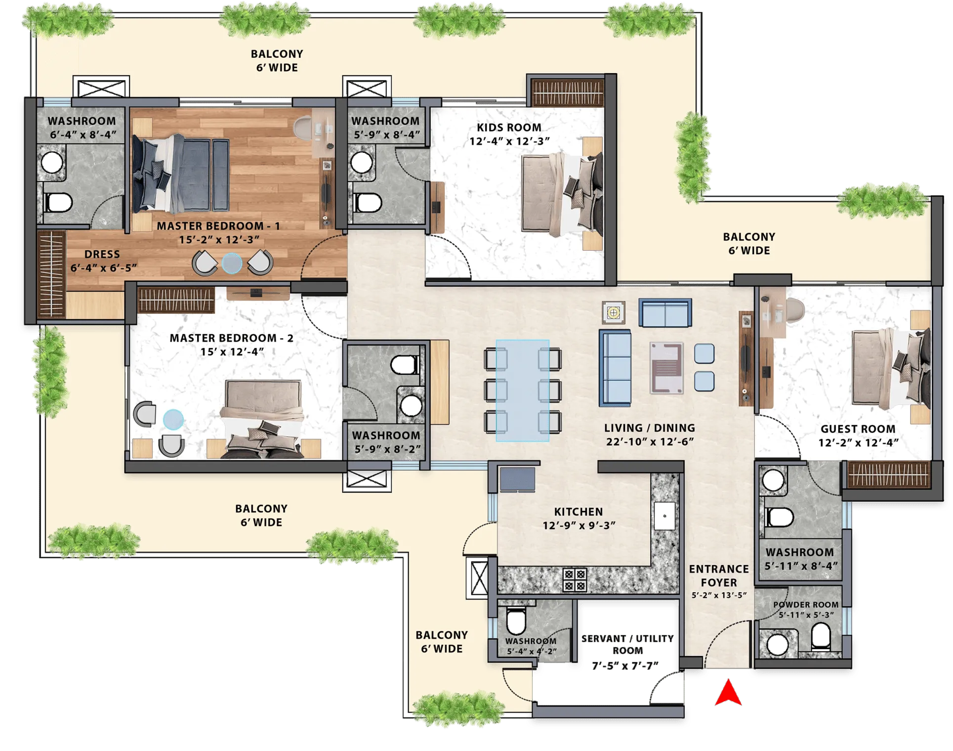 Floor Plan 4 BHK