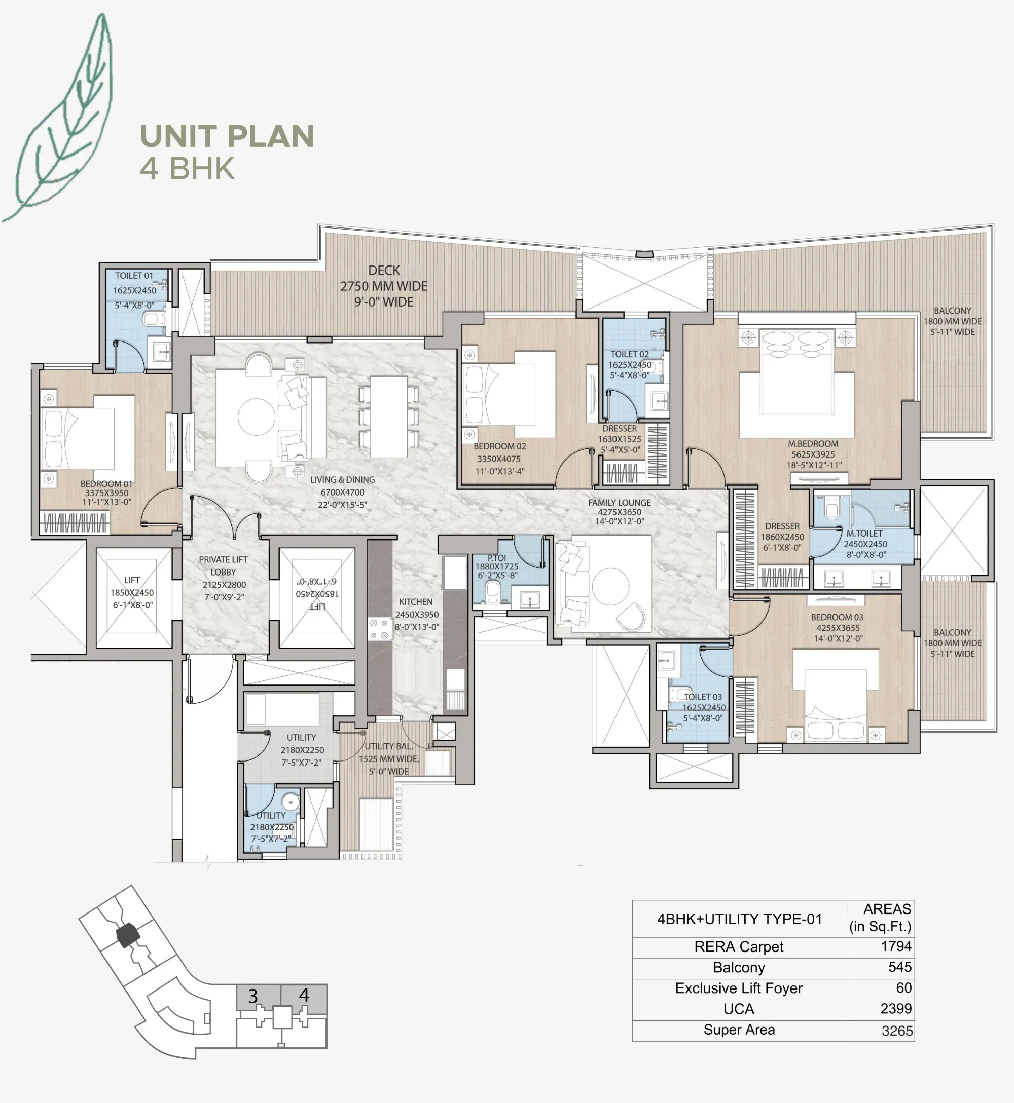 Floor Plan 4 BHK