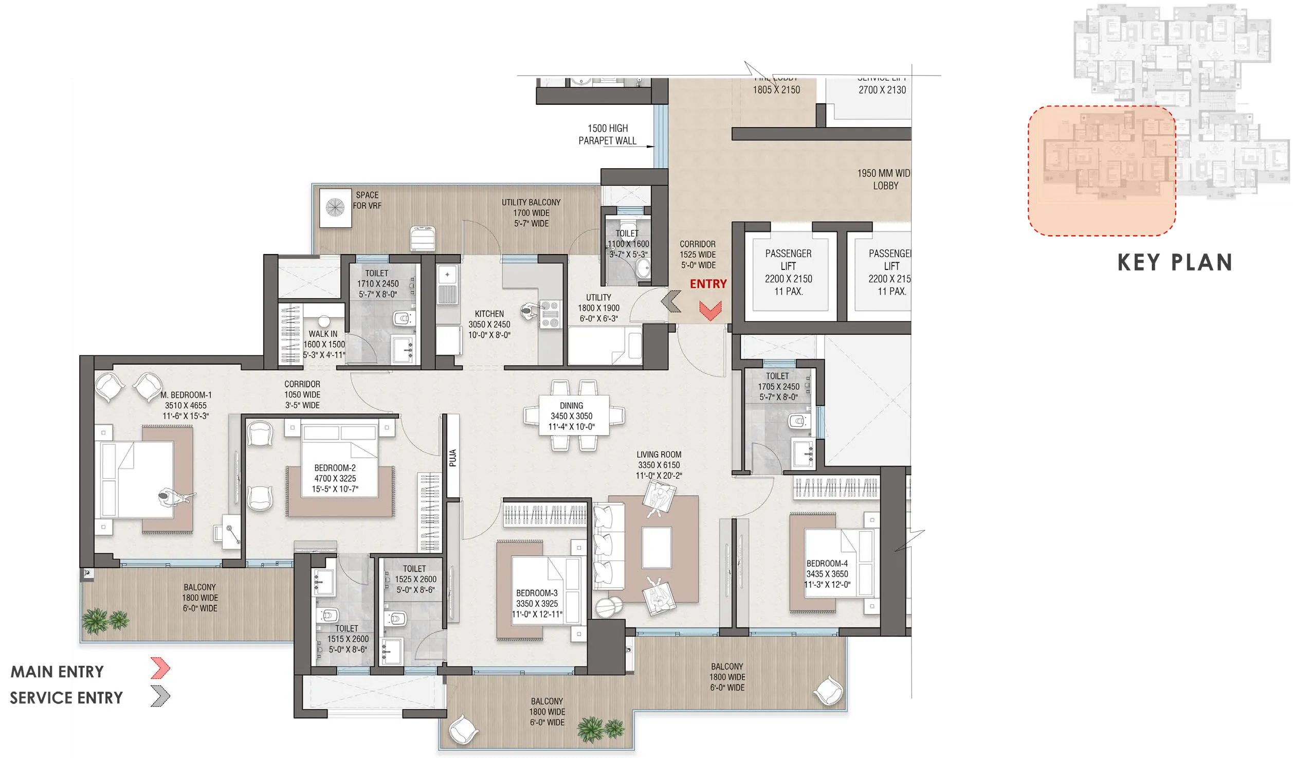 Floor Plan 4 BHK
