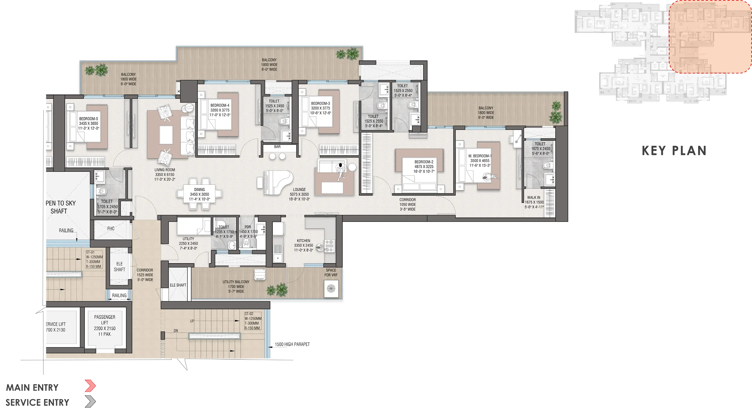 Floor Plan 5 BHK