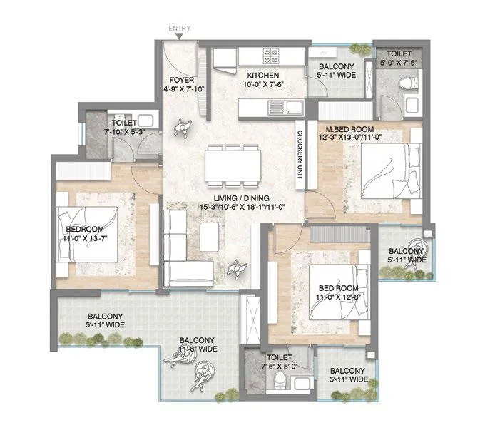 Floor Plan 3 BHK
