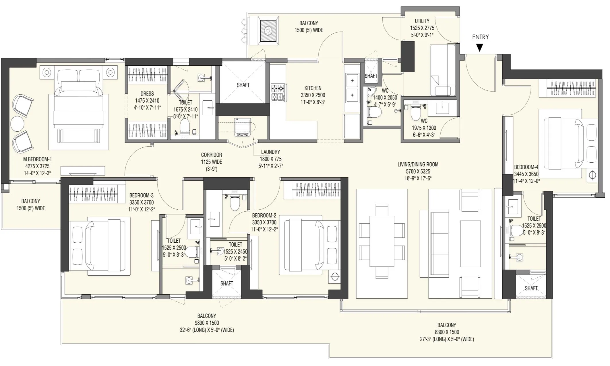 Floor Plan 4 BHK