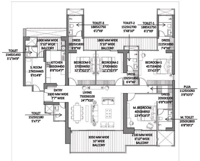 Floor Plan 4 BHK