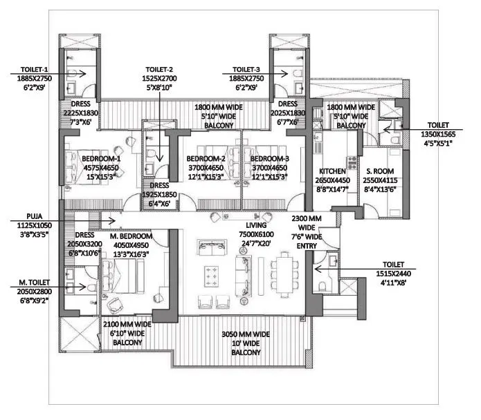 Floor Plan 4 BHK