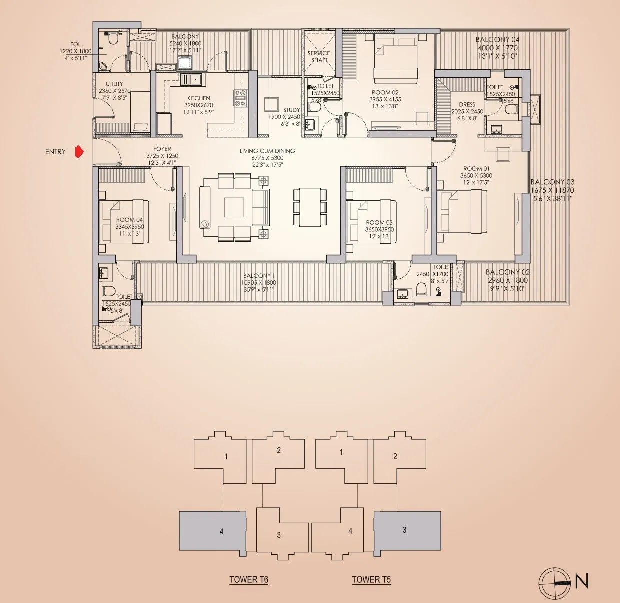 Floor Plan 4 BHK