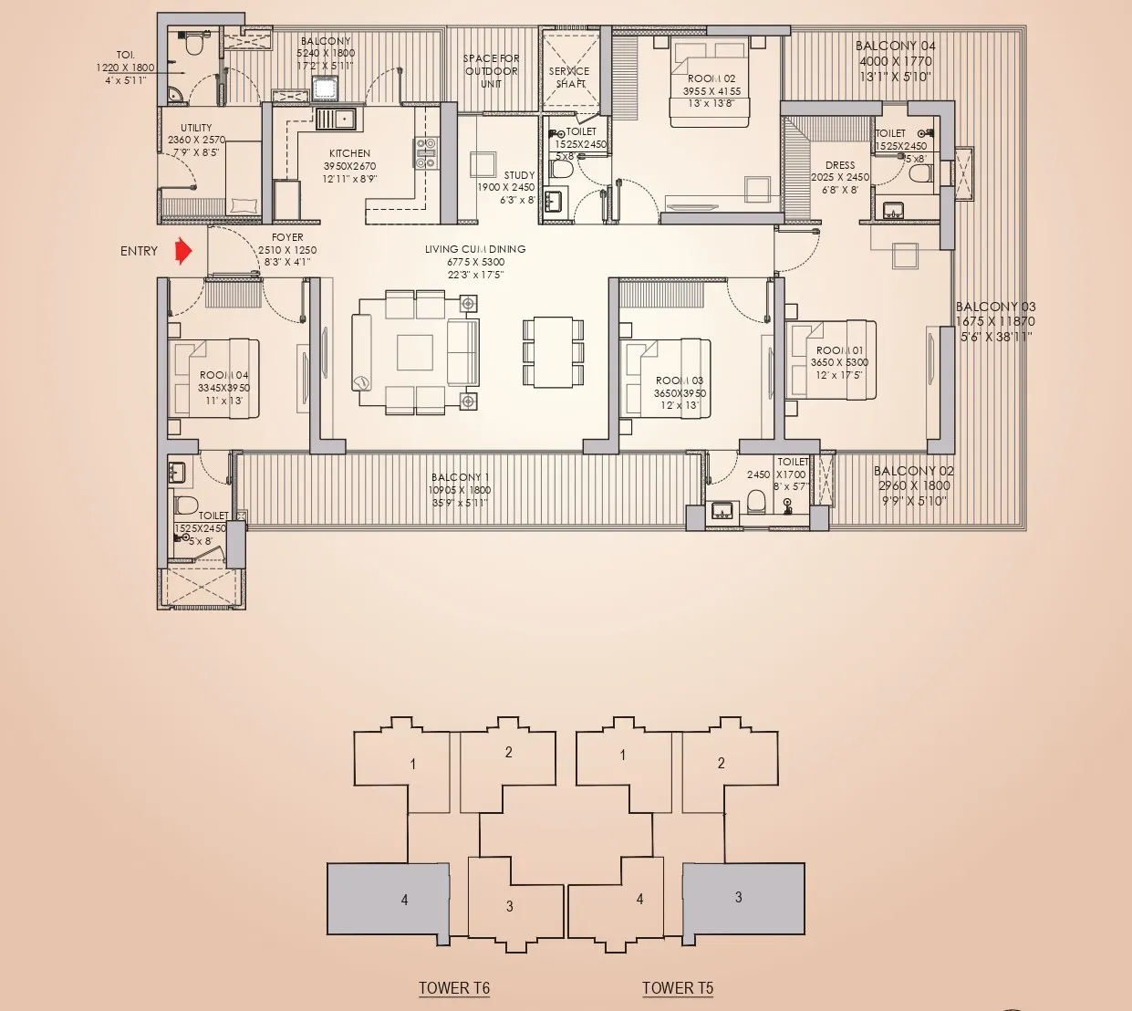 Floor Plan 4 BHK