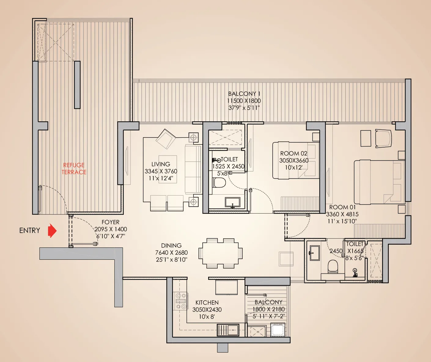 Floor Plan 2 BHK