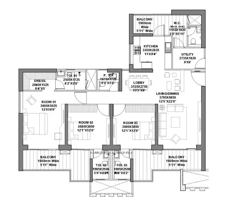 Floor Plan 3.5 BHK