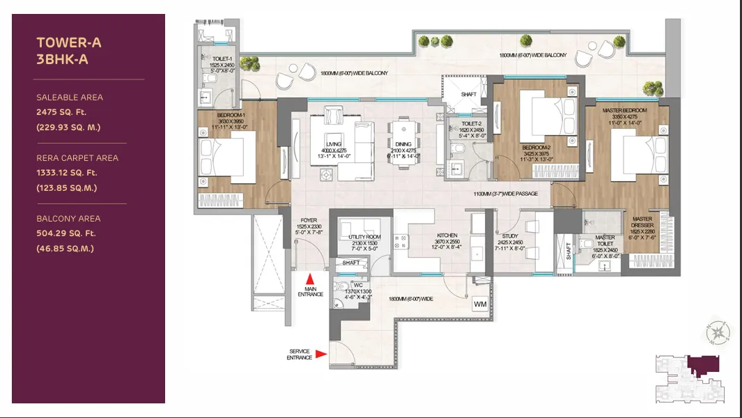 Floor Plan 3 BHK