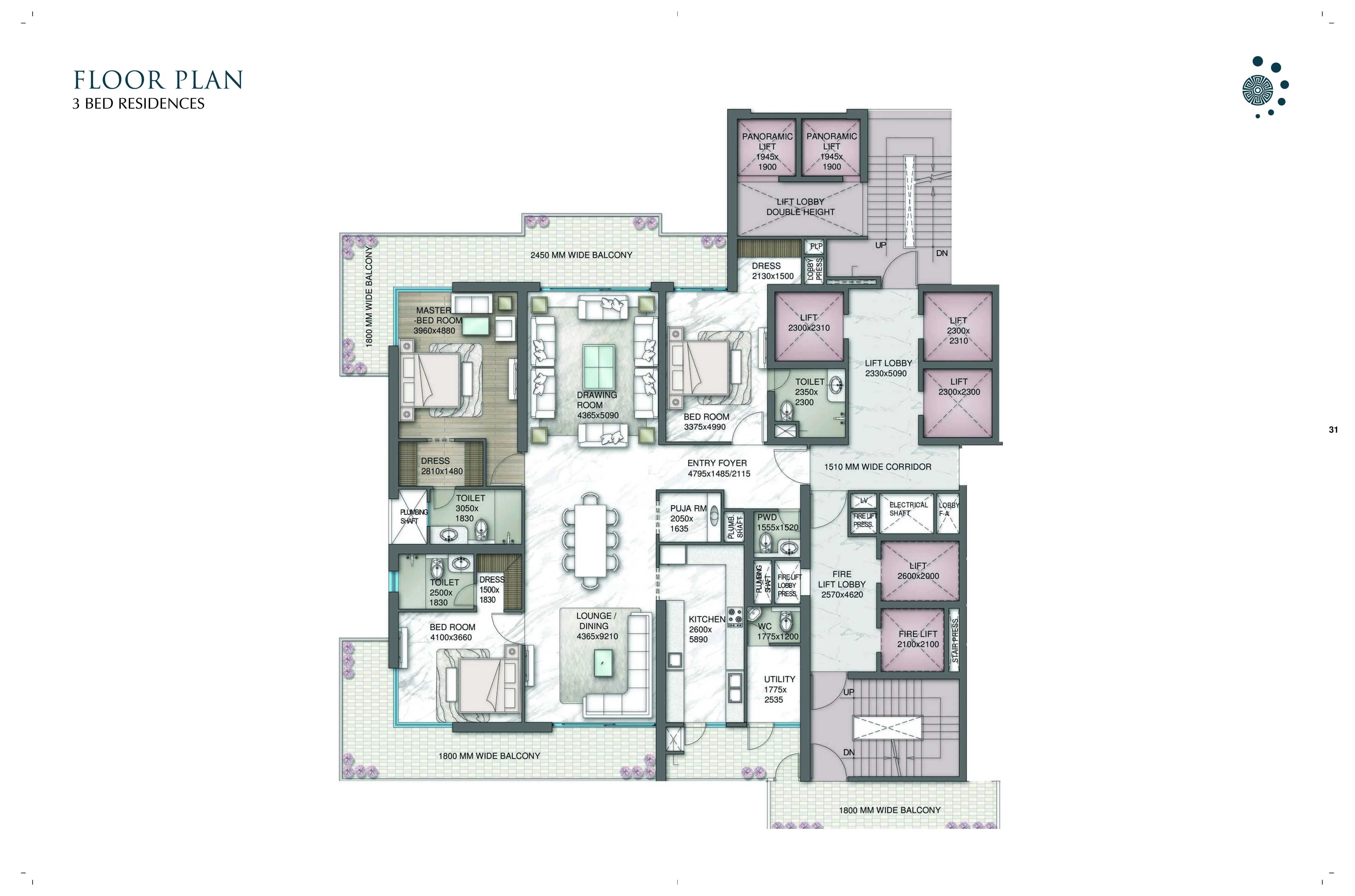 Floor Plan 3 BHK