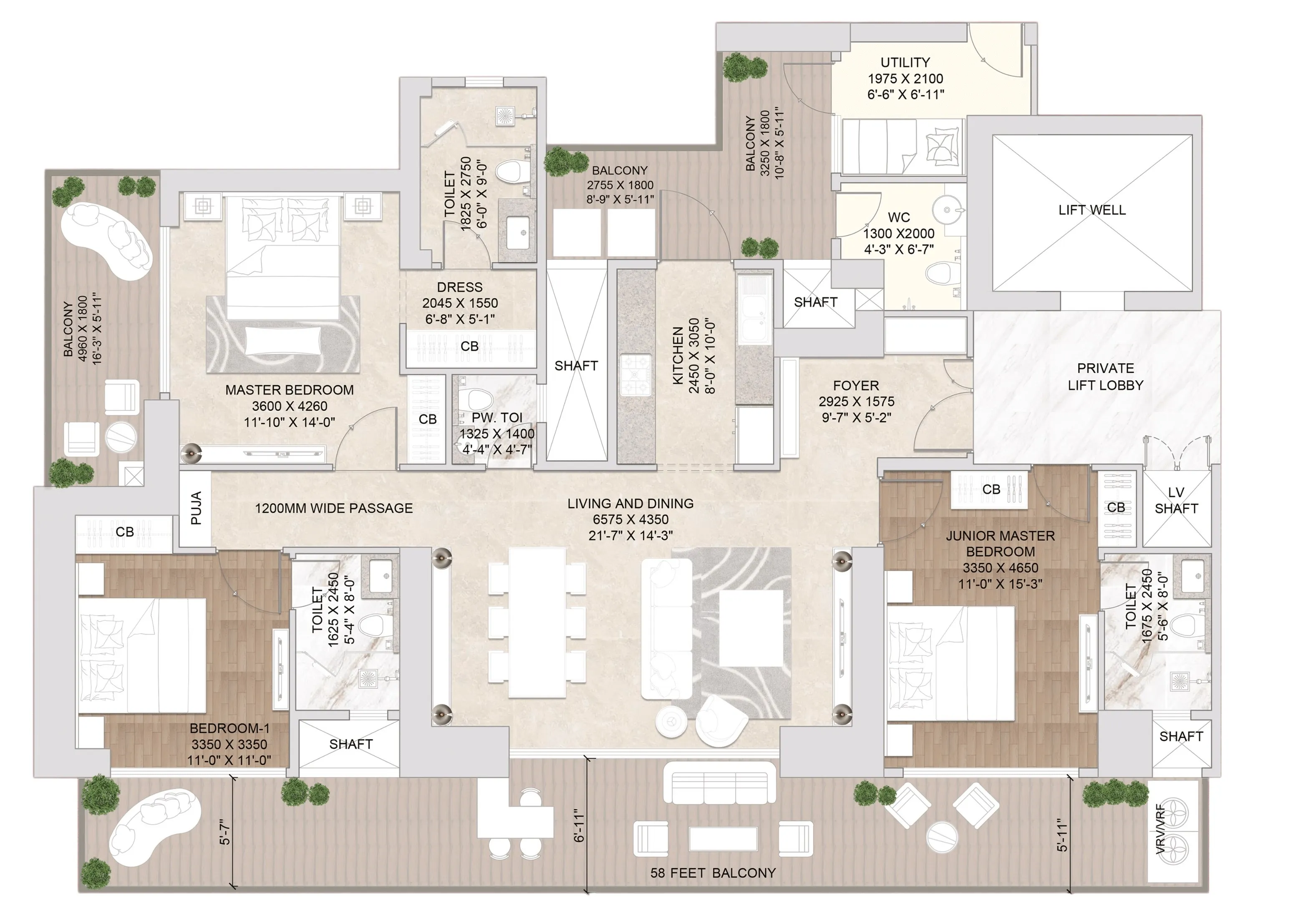 Floor Plan 3 BHK