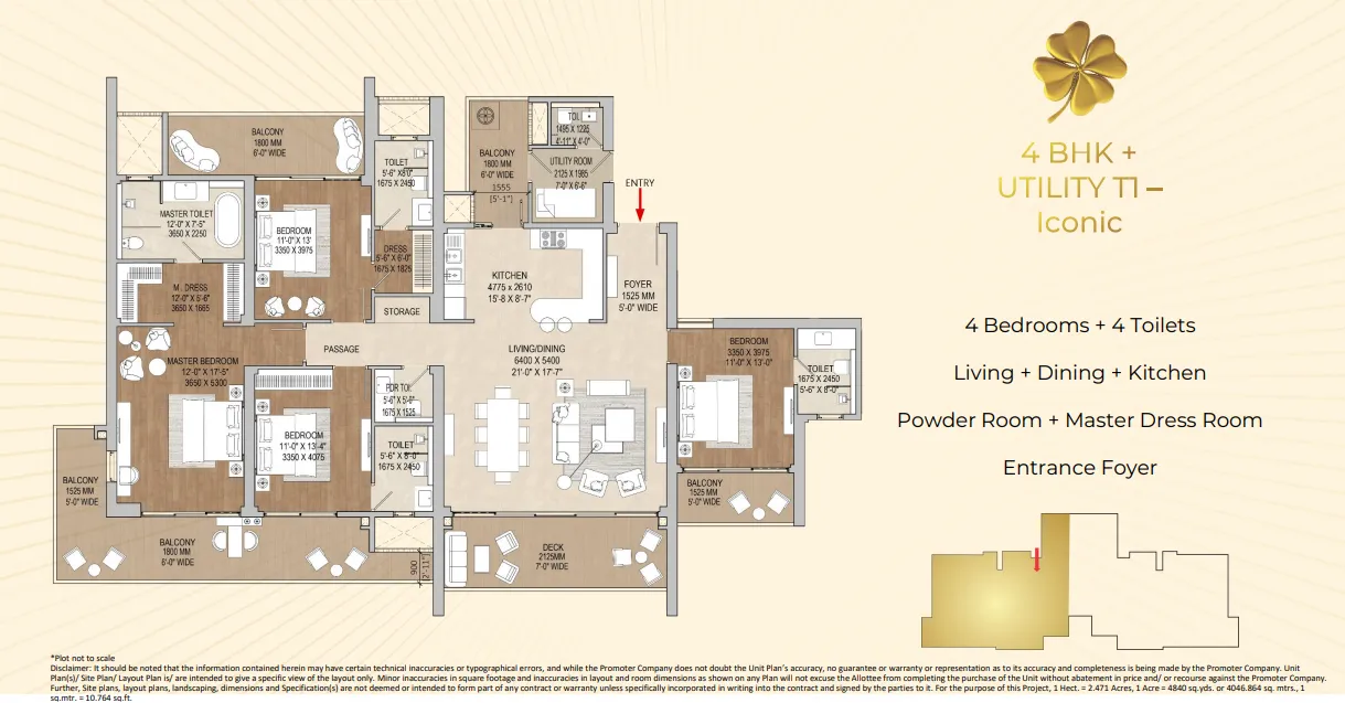 Floor Plan 4 BHK + Utility