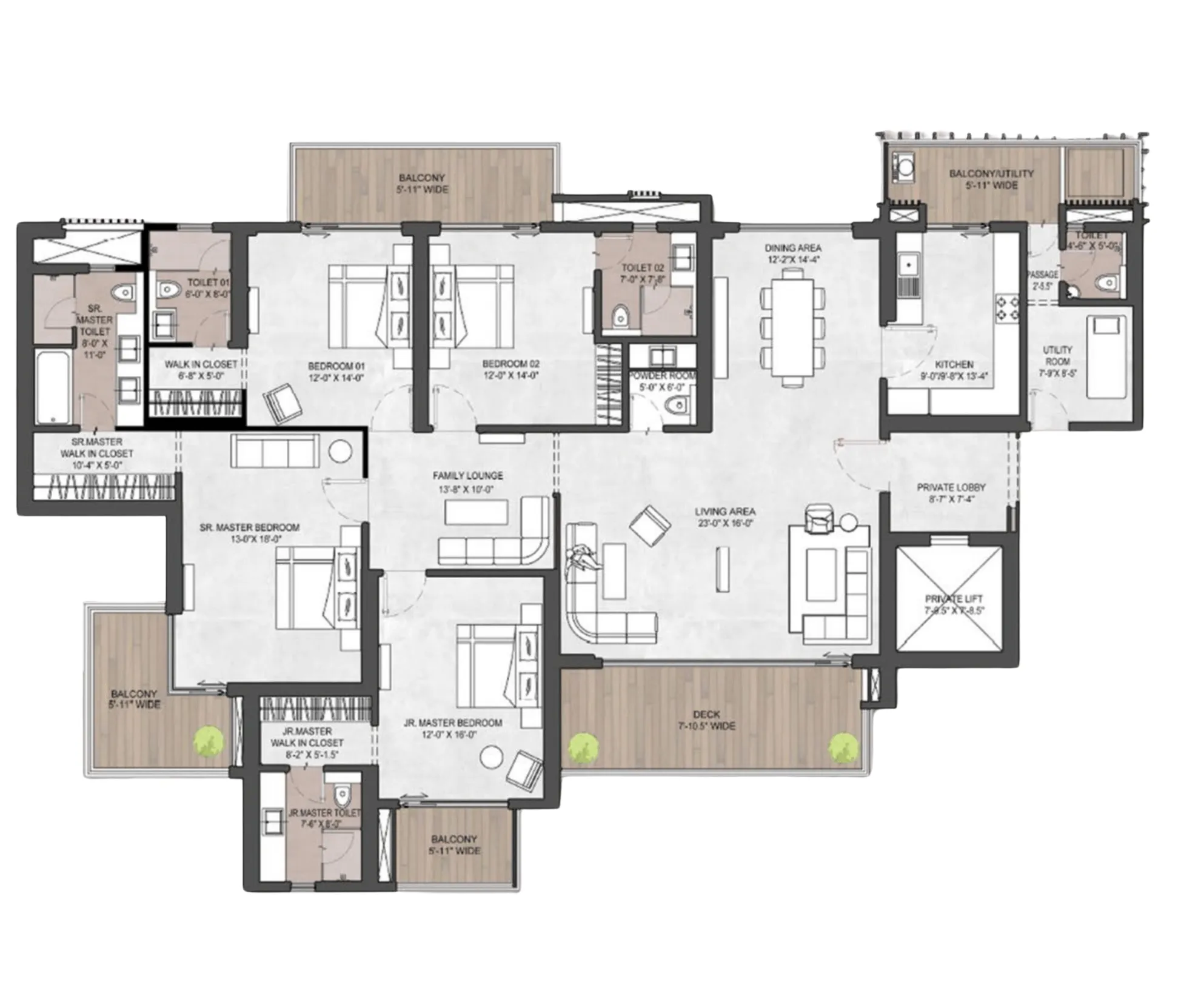 Floor Plan 4 BHK
