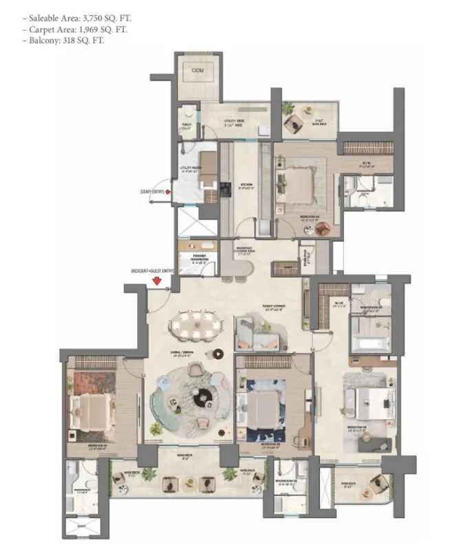 Floor Plan 4 BHK