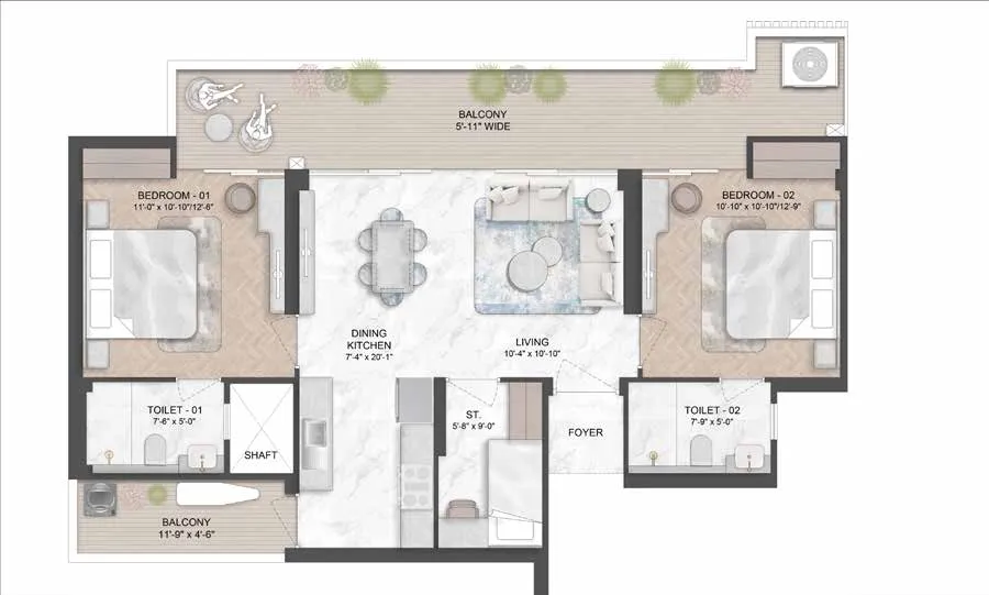 Floor Plan 2.5 BHK