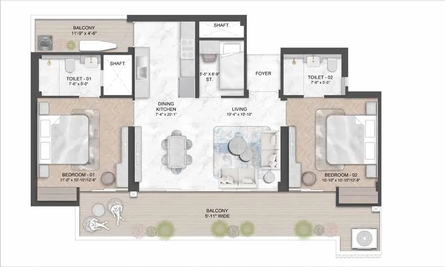 Floor Plan 2.5 BHK