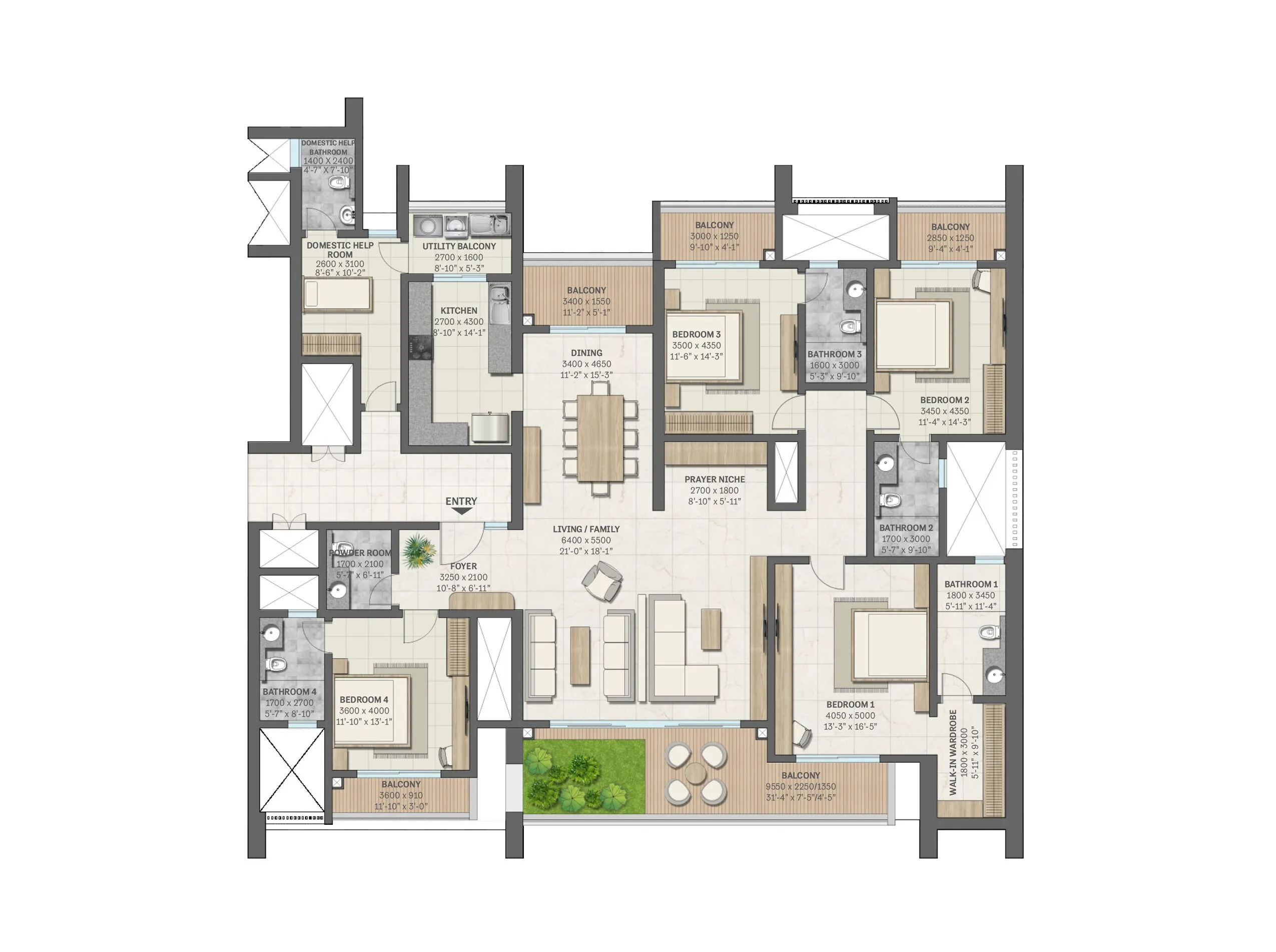 Floor Plan 4 BHK