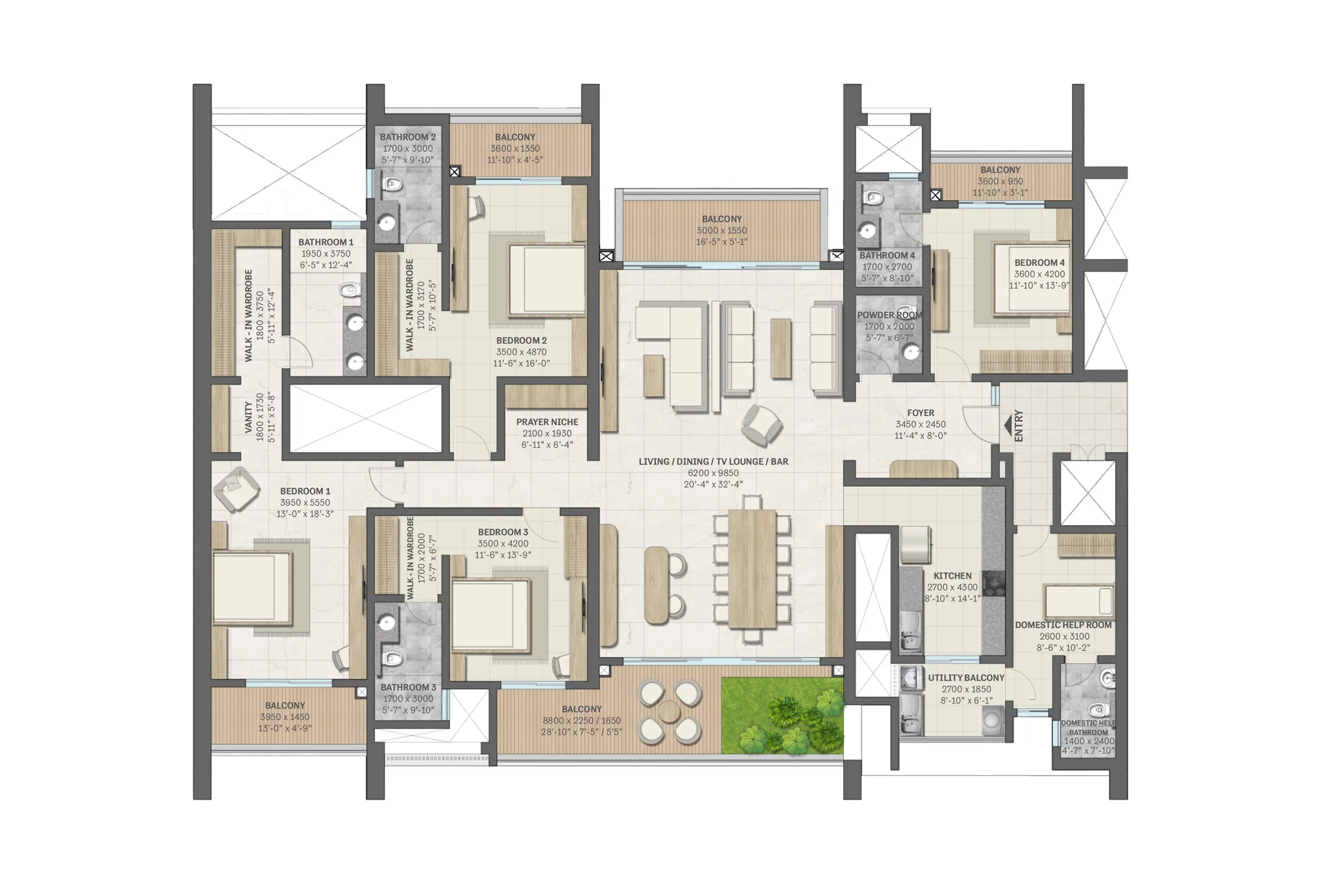 Floor Plan 4 BHK