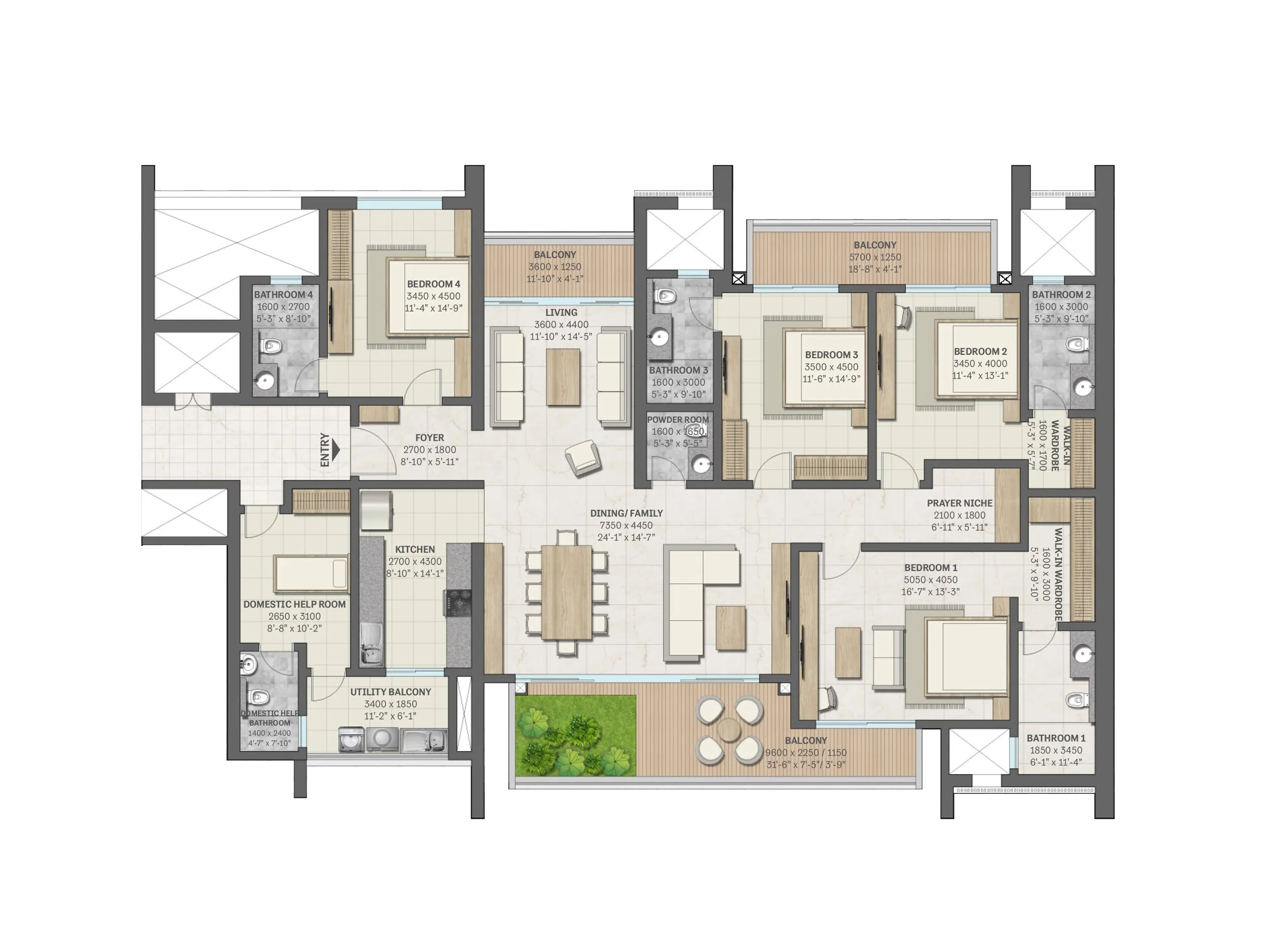 Floor Plan 4 BHK