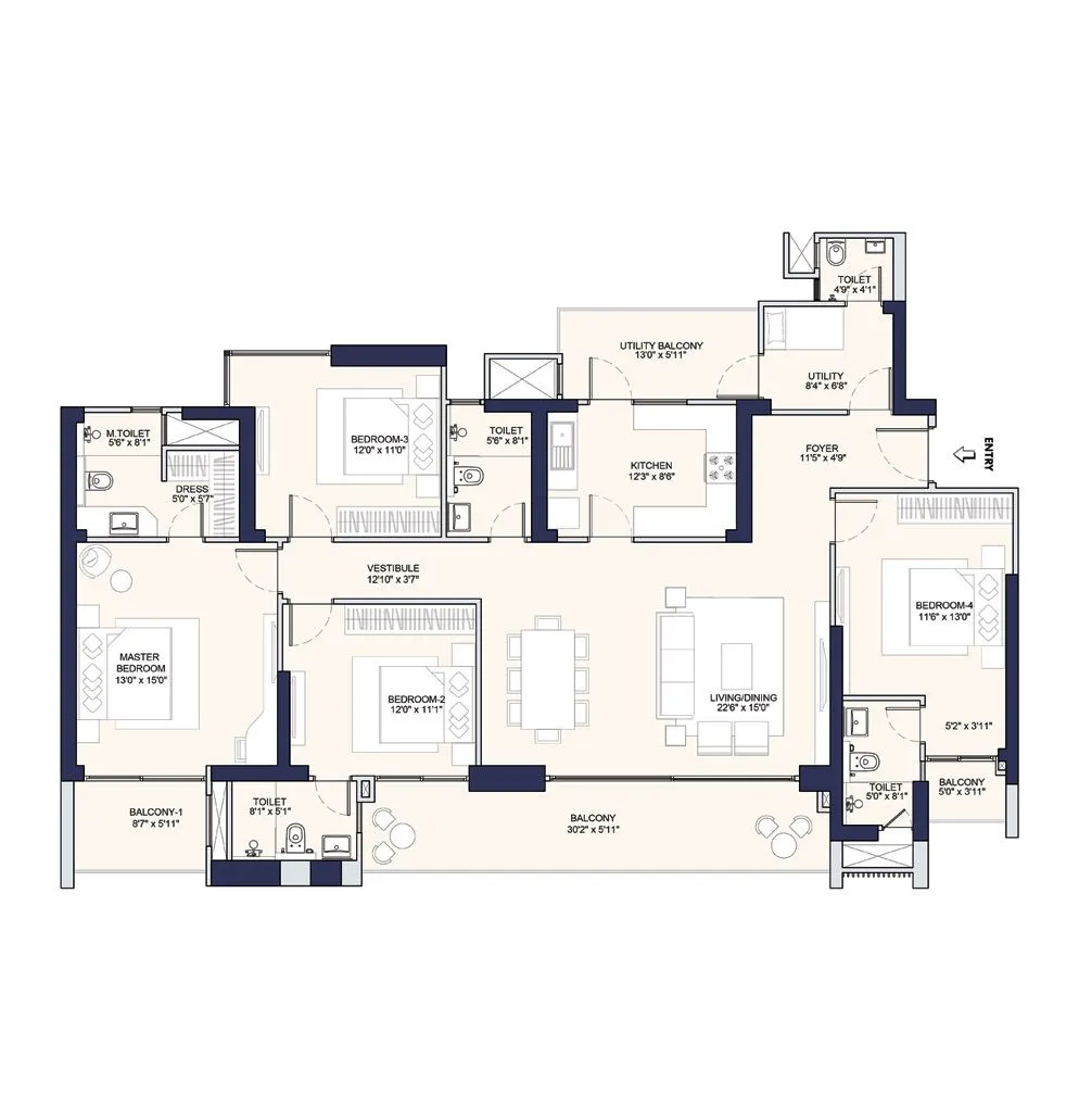 Floor Plan 4 BHK