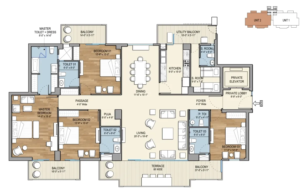 Floor Plan 4 BHK