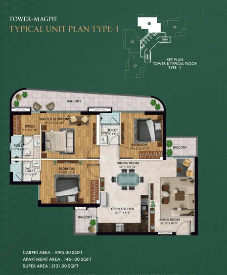Floor Plan 3 BHK