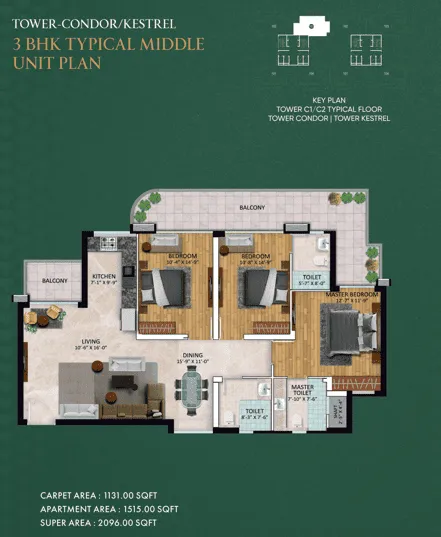 Floor Plan 3 BHK
