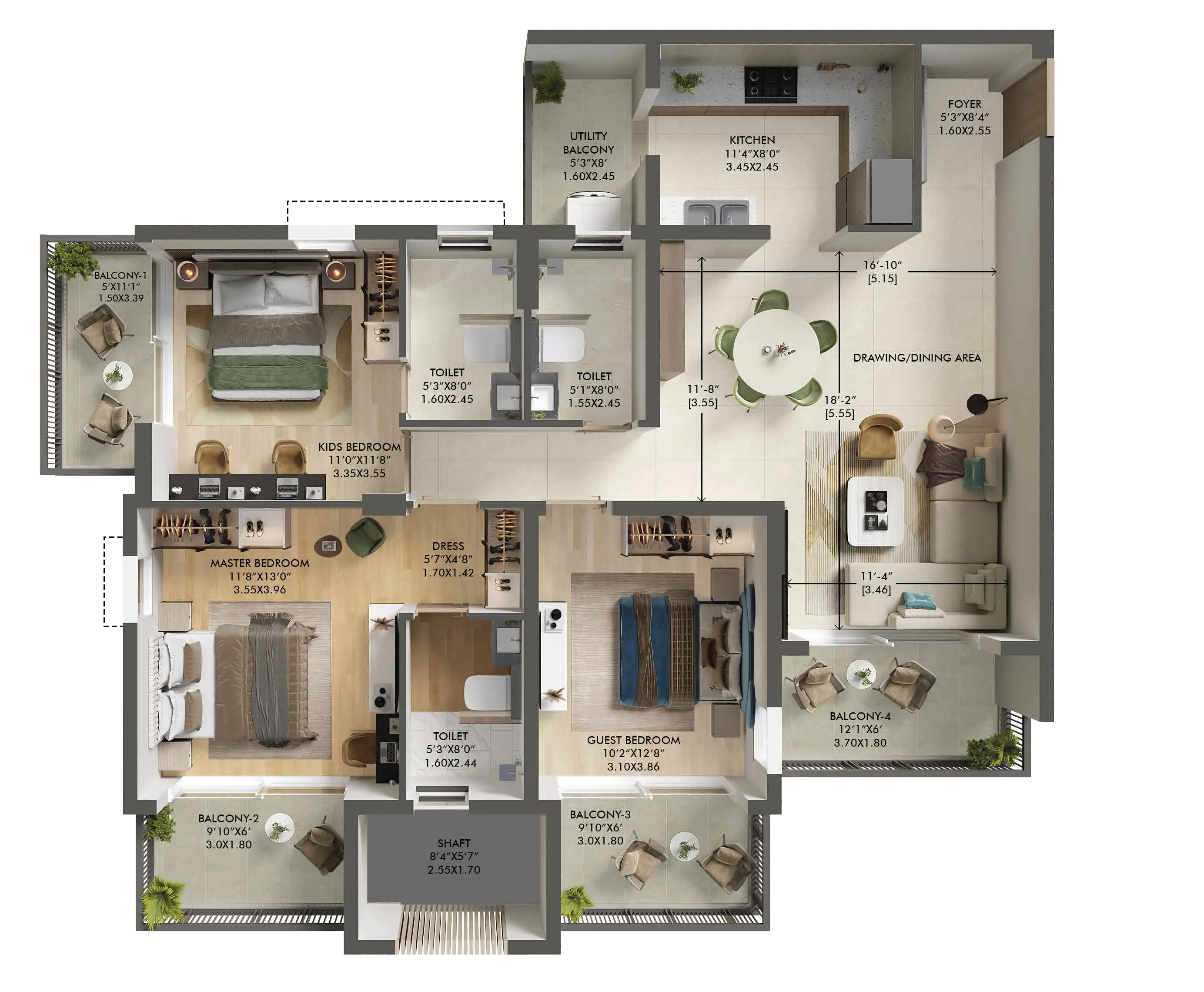 Floor Plan 3 BHK