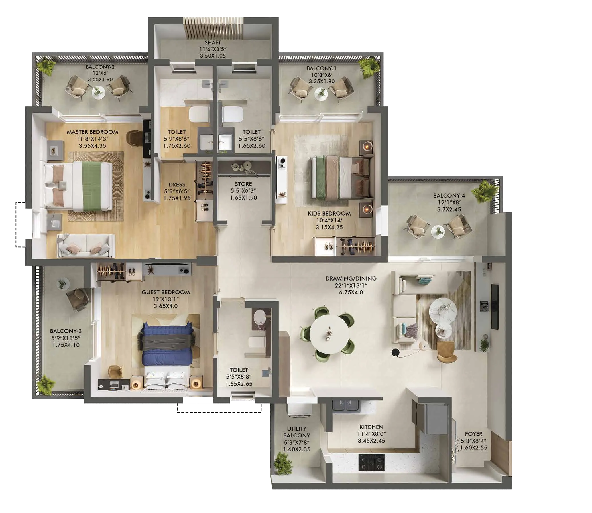 Floor Plan 3 BHK