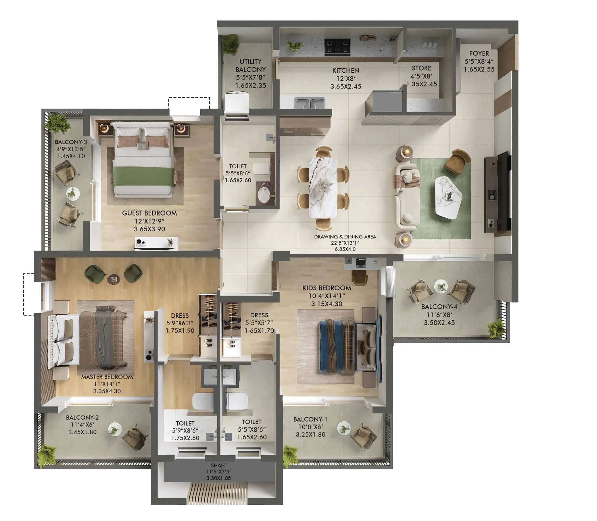 Floor Plan 3 BHK