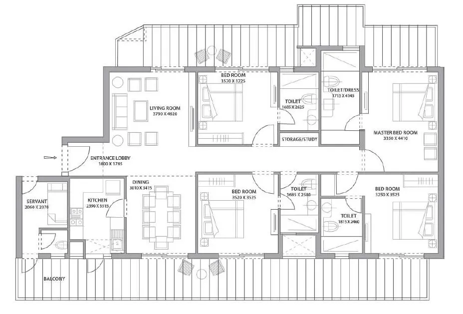 Floor Plan 4 BHK