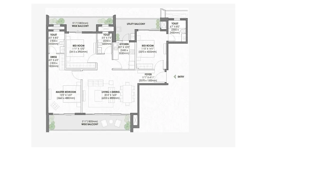 Floor Plan 3 BHK