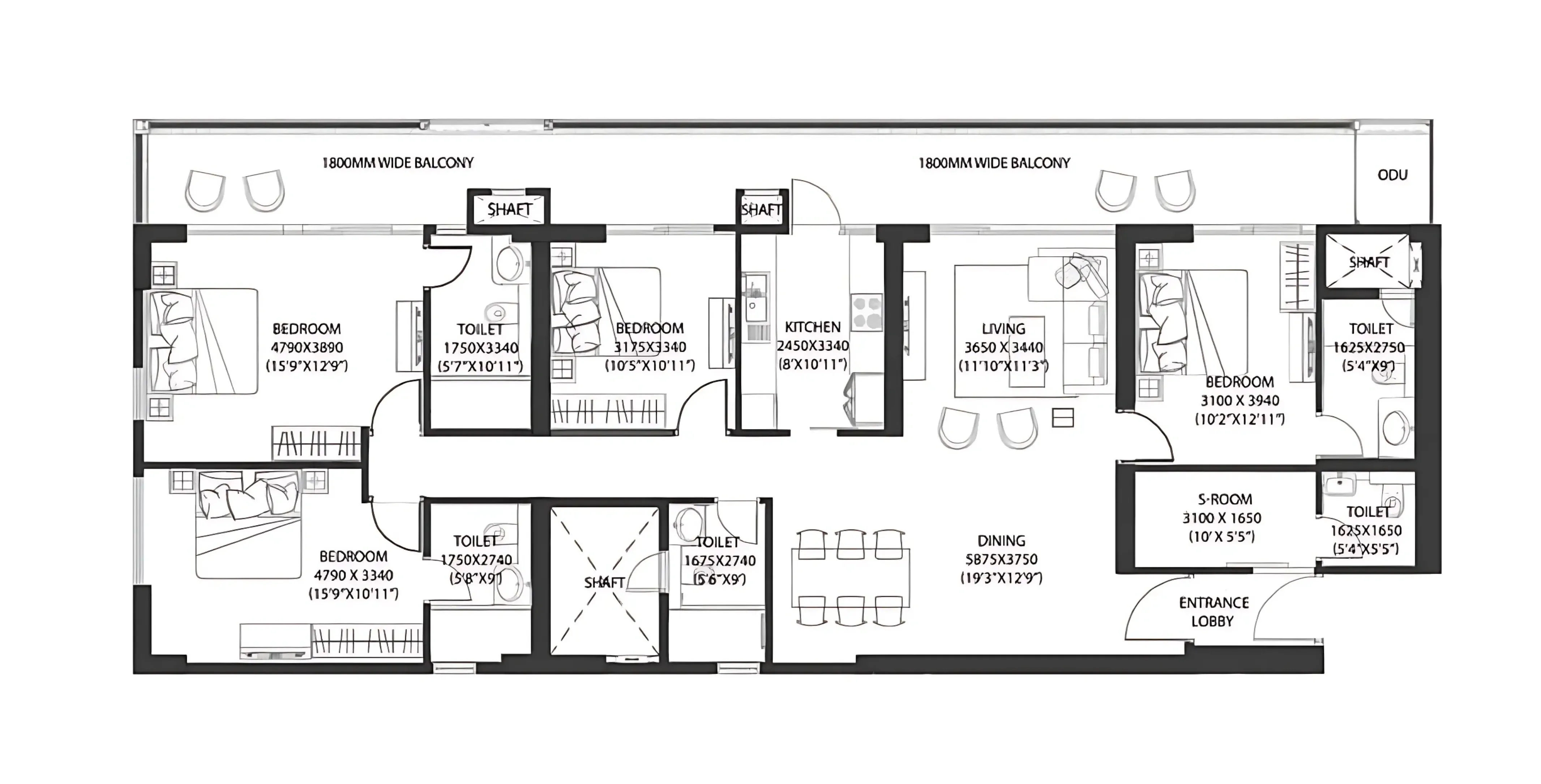 Floor Plan 4 BHK
