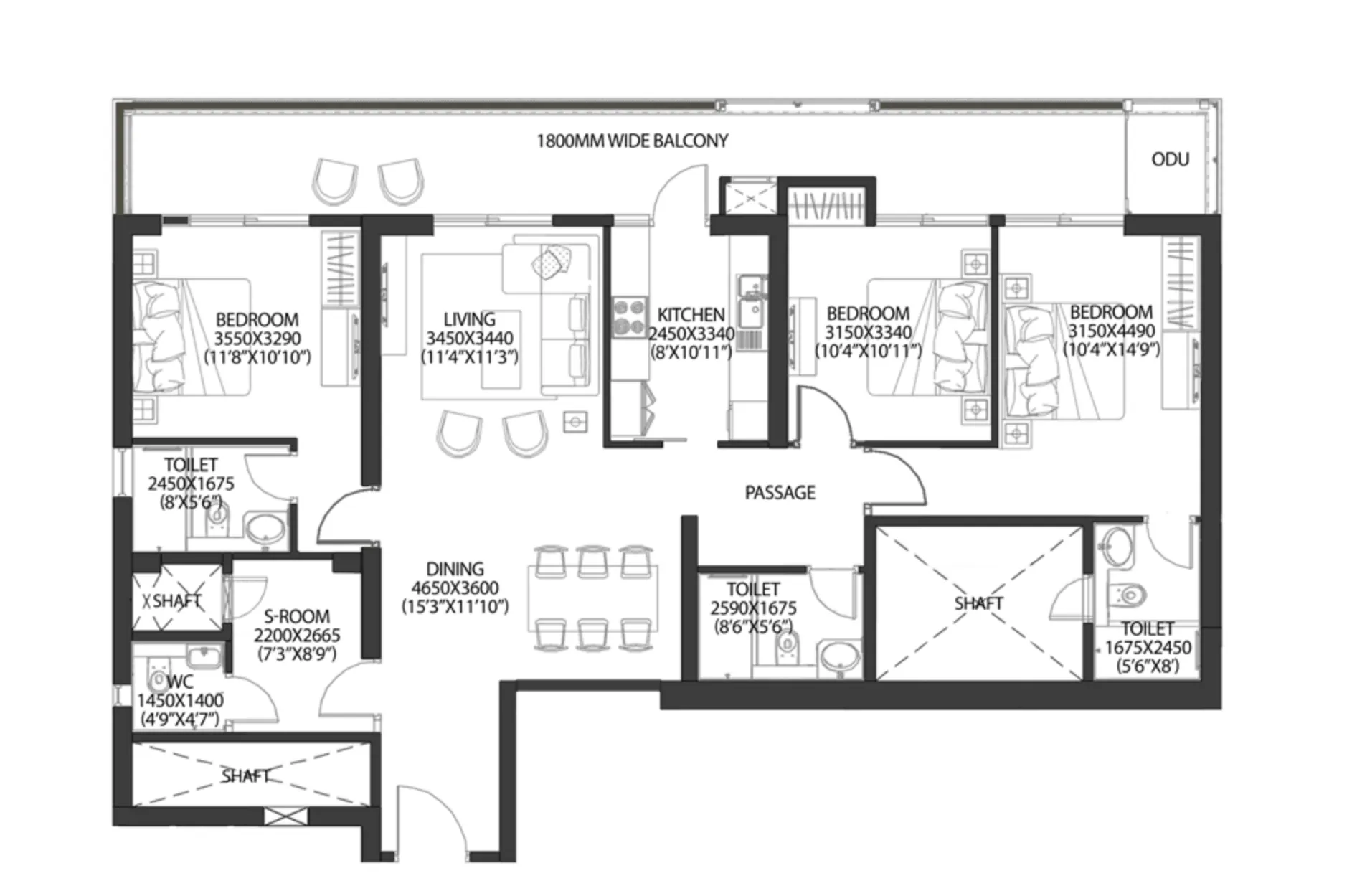 Floor Plan 3 BHK