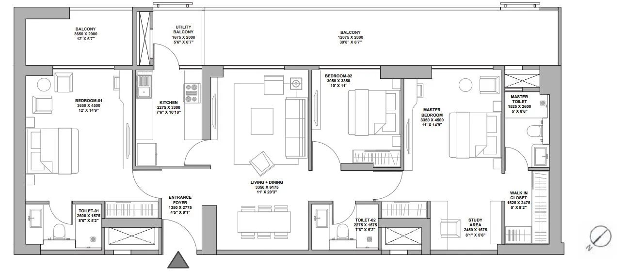 Floor Plan 3 BHK