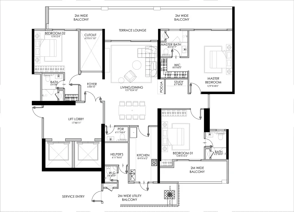 Floor Plan 3 BHK