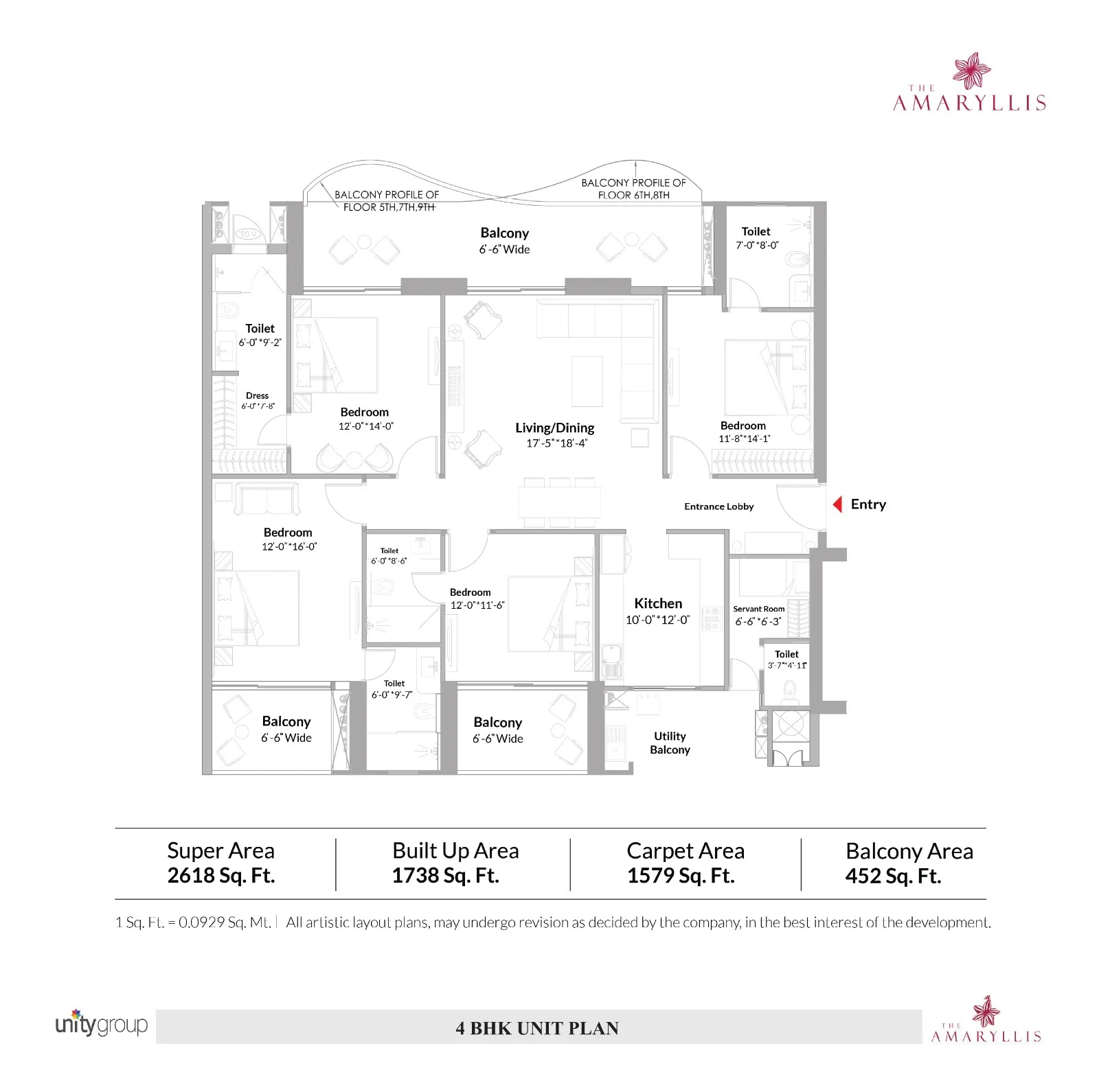 Floor Plan 4 BHK + SQ