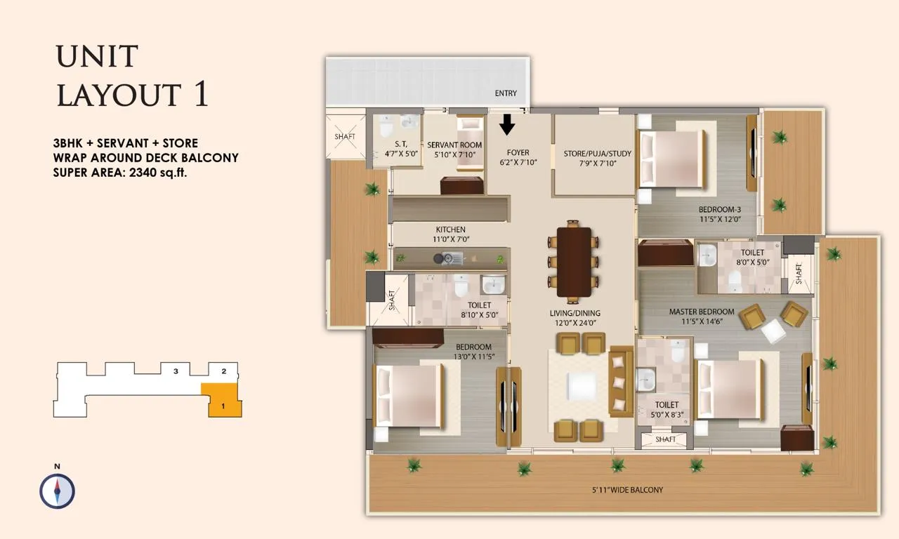 Floor Plan 3 BHK