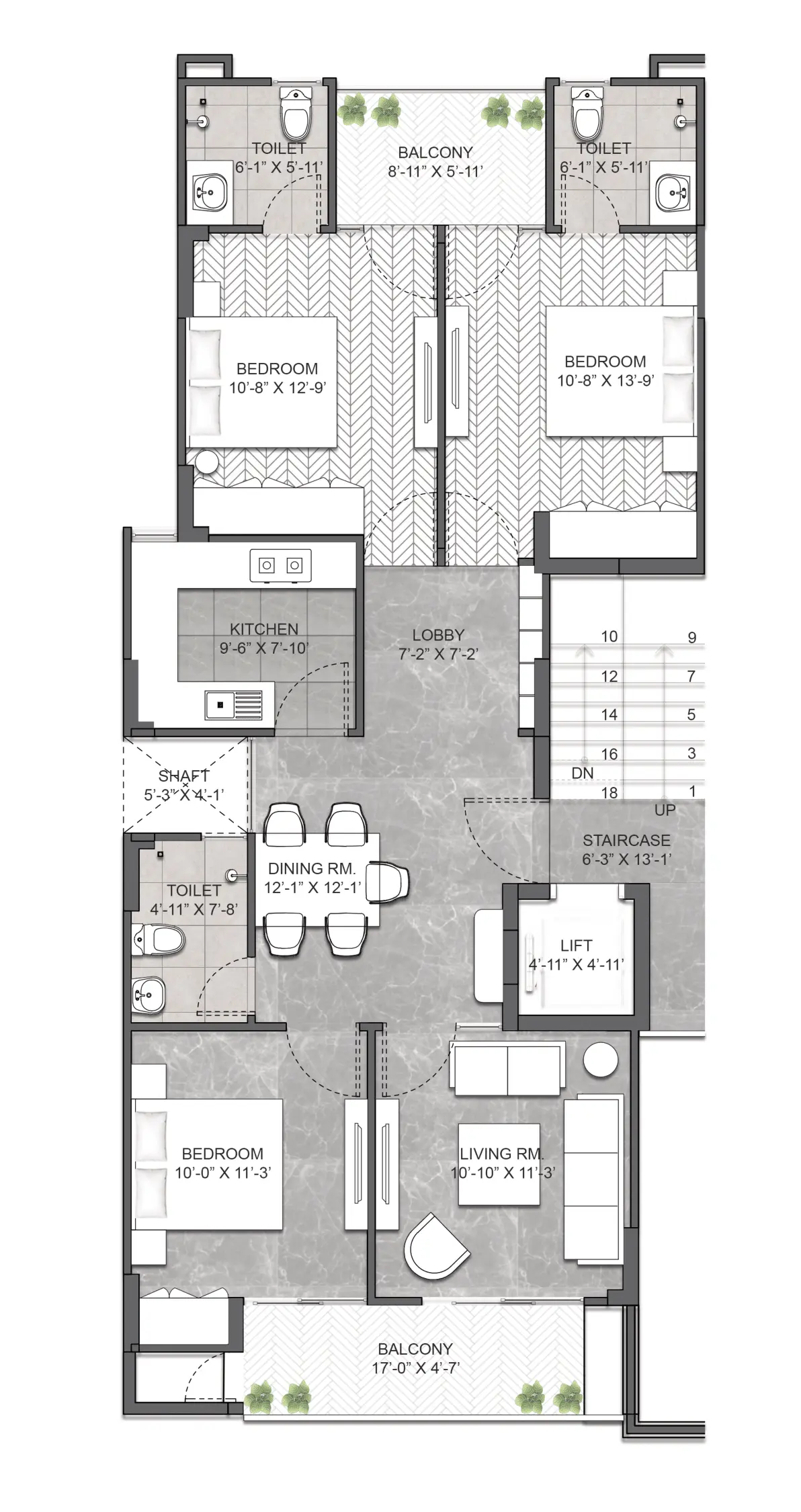 Floor Plan 3 BHK