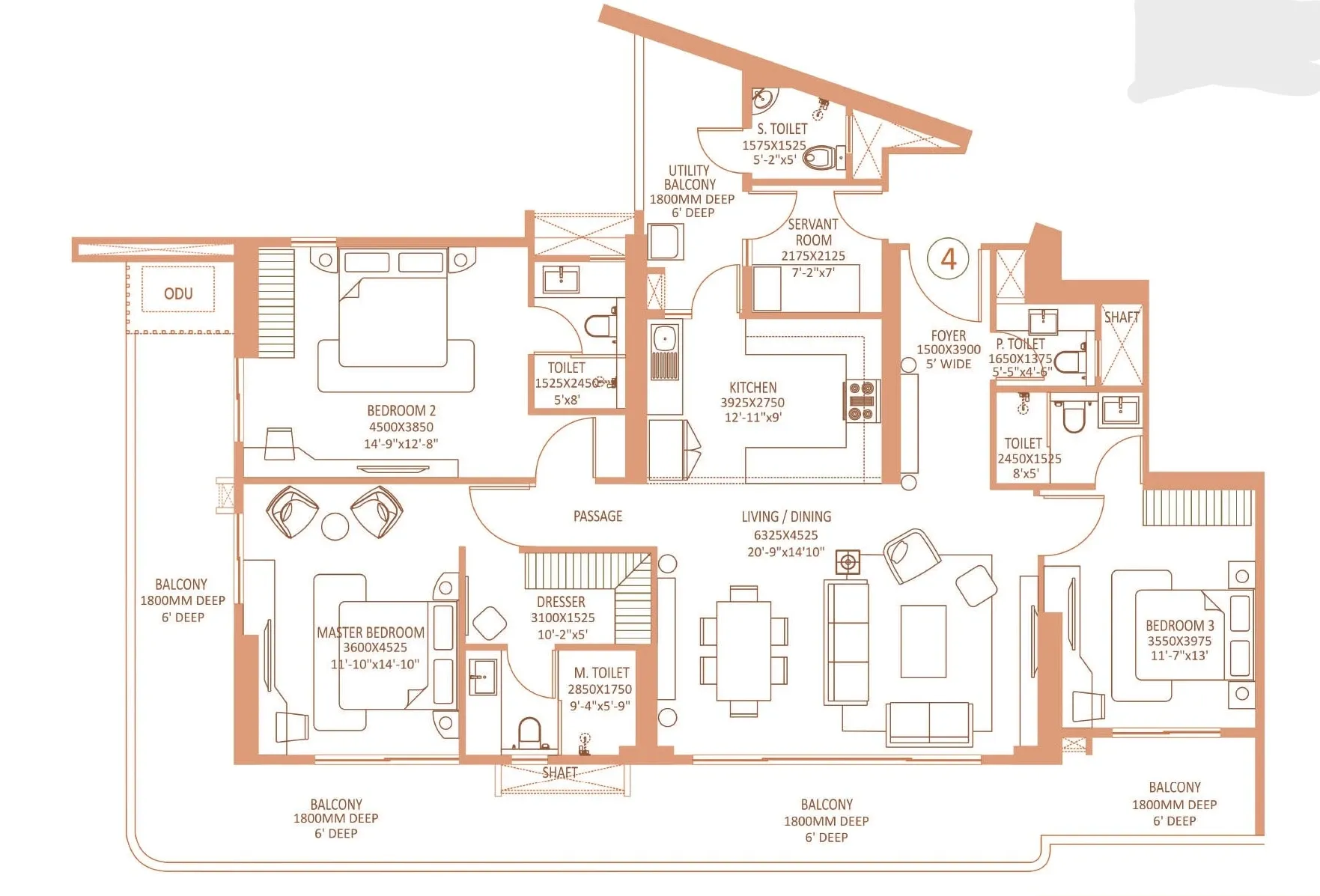 Floor Plan 3 BHK