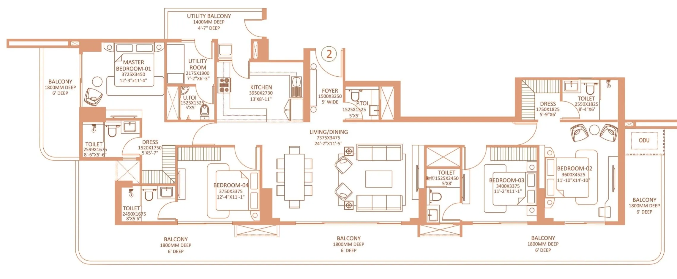 Floor Plan 4 BHK