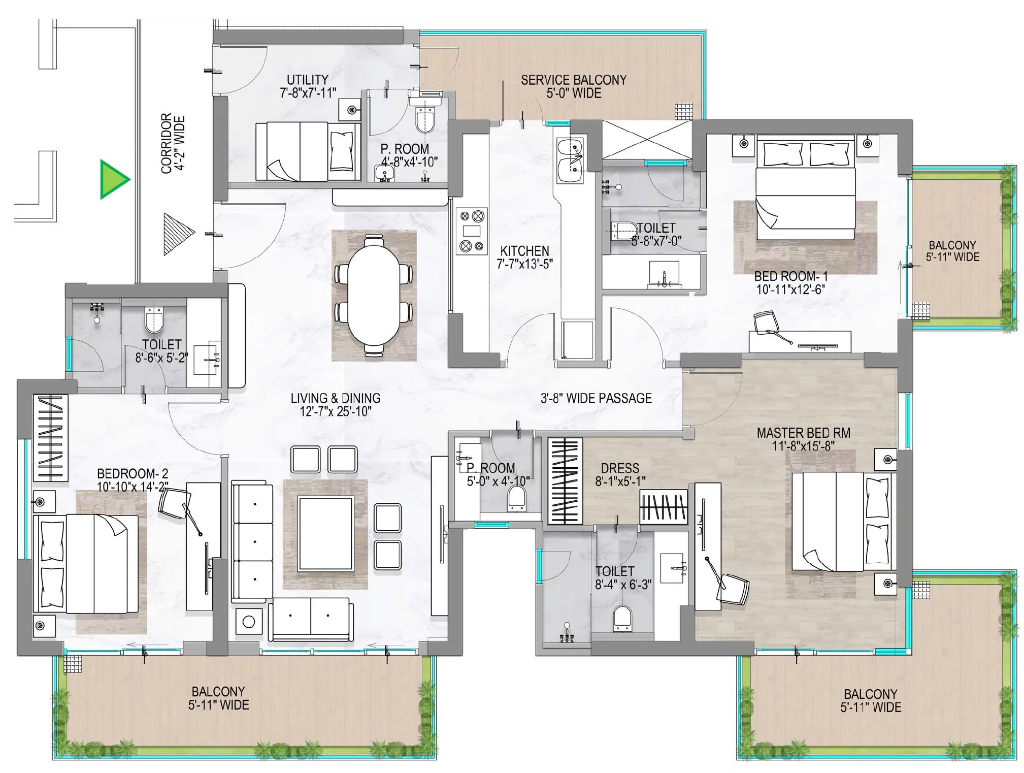 Floor Plan 3 BHK